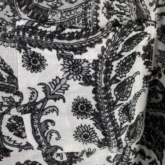 Lucky Brand Black Multi Paisley Printed Button Down Sleeveless Top Size Large - Picture 4 of 9